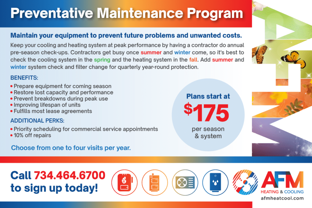 HVAC Preventative Maintenance Program Livonia MI AFM Heating Cooling